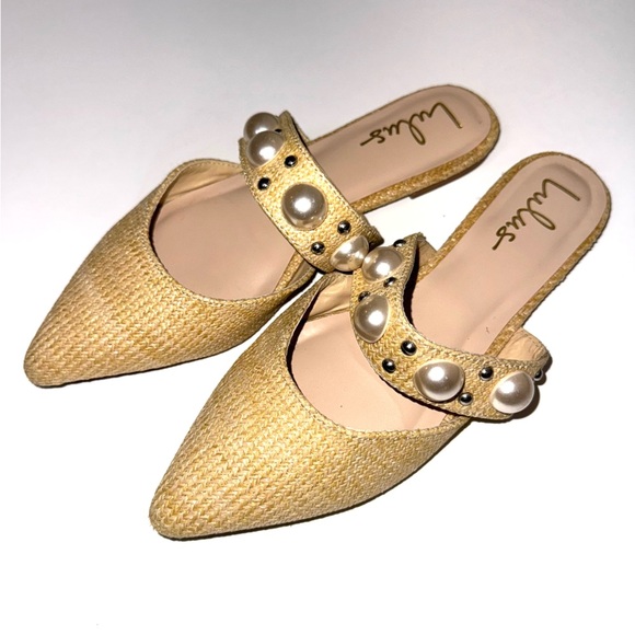Lulus Justifyy Beige Raffia Woven Pointed-Toe Flats Size 8 - Picture 5 of 9